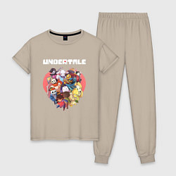 Пижама хлопковая женская UNDERTALE, цвет: миндальный
