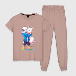 Пижама хлопковая женская UNDERTALE, цвет: пыльно-розовый