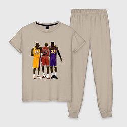 Пижама хлопковая женская Kobe, Michael, LeBron, цвет: миндальный