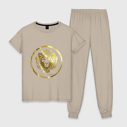 Пижама хлопковая женская Golden lion цвета миндальный — фото 1