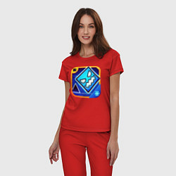 Пижама хлопковая женская Geometry Dash, цвет: красный — фото 2