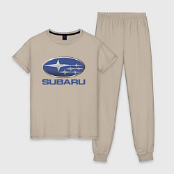 Пижама хлопковая женская SUBARU, цвет: миндальный