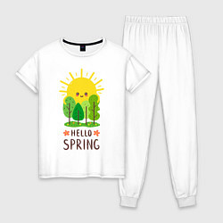 Пижама хлопковая женская Hello Spring, цвет: белый
