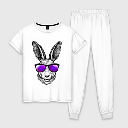Пижама хлопковая женская Клевый заяц, цвет: белый