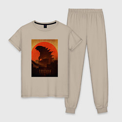 Женская пижама Godzilla and red sun