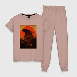 Женская пижама Godzilla and red sun