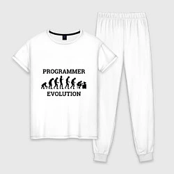 Пижама хлопковая женская Эволюция программиста, цвет: белый