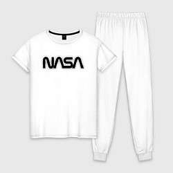 Пижама хлопковая женская NASA, цвет: белый