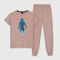 Пижама хлопковая женская Westworld Chip, цвет: пыльно-розовый