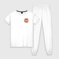 Пижама хлопковая женская Westworld Logo, цвет: белый