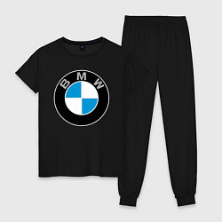 Пижама хлопковая женская BMW, цвет: черный