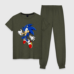 Пижама хлопковая женская Sonic, цвет: меланж-хаки