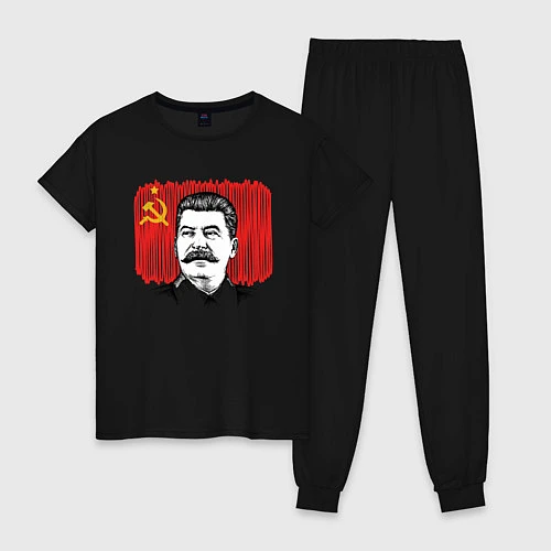 Женская пижама Сталин и флаг СССР / Черный – фото 1