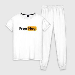 Пижама хлопковая женская FREE HUG, цвет: белый