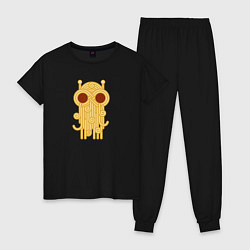 Пижама хлопковая женская The flying spaghetti monster, цвет: черный