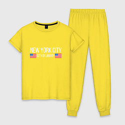 Пижама хлопковая женская NEW YORK, цвет: желтый