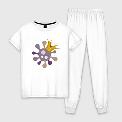 Пижама хлопковая женская Коронавирус, цвет: белый