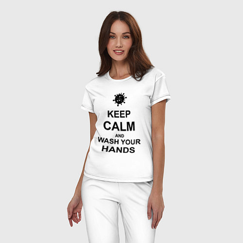 Женская пижама Keep Calm & Wash Hands / Белый – фото 3