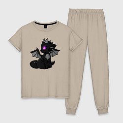 Пижама хлопковая женская Эндар дракон, цвет: миндальный