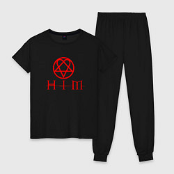 Пижама хлопковая женская HIM LOGO RED, цвет: черный