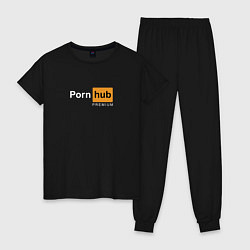 Пижама хлопковая женская PornHub premium, цвет: черный