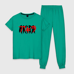 Пижама хлопковая женская AKIRA цвета зеленый — фото 1