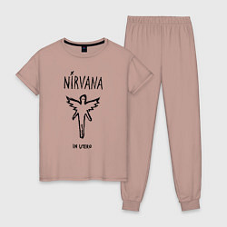 Пижама хлопковая женская Nirvana In utero, цвет: пыльно-розовый
