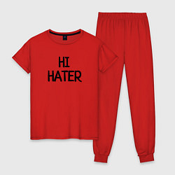 Пижама хлопковая женская HI HATER BYE HATER, цвет: красный