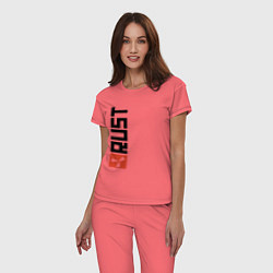 Пижама хлопковая женская RUST, цвет: коралловый — фото 2