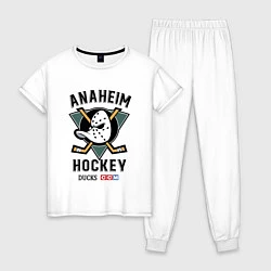 Пижама хлопковая женская ANAHEIM DUCKS, цвет: белый