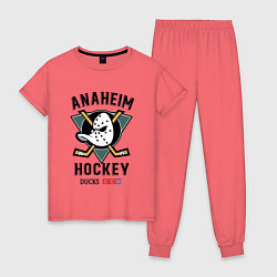 Пижама хлопковая женская ANAHEIM DUCKS, цвет: коралловый
