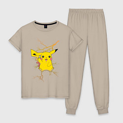Пижама хлопковая женская Pikachu, цвет: миндальный