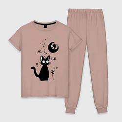 Пижама хлопковая женская Jiji Cat, цвет: пыльно-розовый