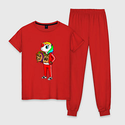 Пижама хлопковая женская Такеши 6ix9ine, цвет: красный
