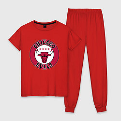 Пижама хлопковая женская CHICAGO BULLS, цвет: красный