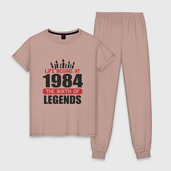 Пижама хлопковая женская 1984 - рождение легенды, цвет: пыльно-розовый