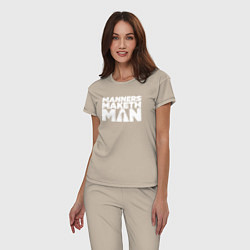 Пижама хлопковая женская Manners maketh man, цвет: миндальный — фото 2