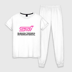 Пижама хлопковая женская SUBARU STI Z, цвет: белый