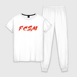Пижама хлопковая женская FCSM, цвет: белый