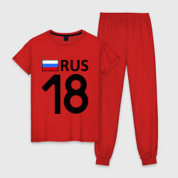 Пижама хлопковая женская RUS 18 цвета красный — фото 1