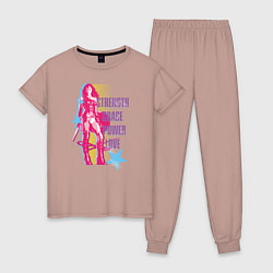 Пижама хлопковая женская Wonder Woman, цвет: пыльно-розовый