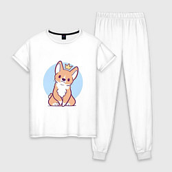Пижама хлопковая женская Милый щенок, цвет: белый