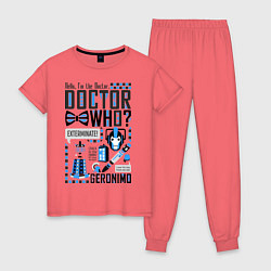 Пижама хлопковая женская Hello, i'm the Doctor, цвет: коралловый