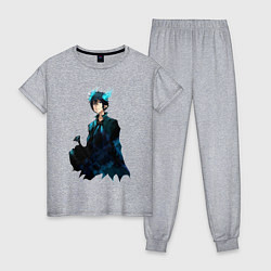 Пижама хлопковая женская Синий экзорцист, цвет: меланж