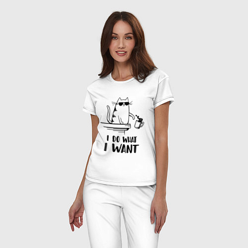 Женская пижама I do what i want / Белый – фото 3