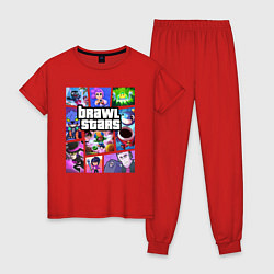 Пижама хлопковая женская BRAWL STARS Gta Style, цвет: красный