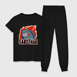 Пижама хлопковая женская Among Us Sabotage, цвет: черный