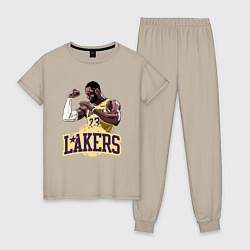 Пижама хлопковая женская LeBron - Lakers, цвет: миндальный