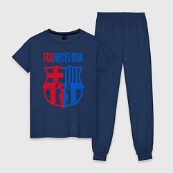 Пижама хлопковая женская Barcelona FC, цвет: тёмно-синий