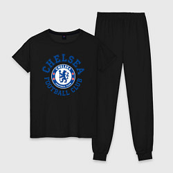 Пижама хлопковая женская Chelsea FC, цвет: черный